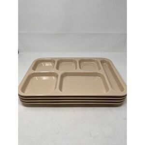 VTG Dallas Ware Lot of 4‎ Tan Beige Cafeteria Lunch Tray Camping 10"x14.5"